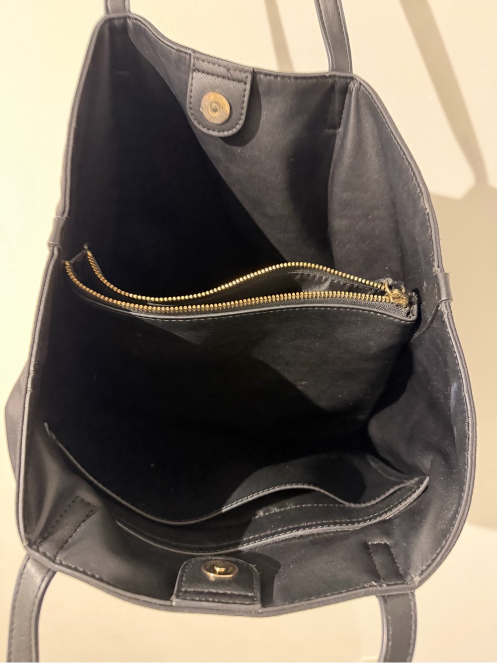 Calvin Klein Black Tote with Front Pocket Detail - Picture 3 of 4